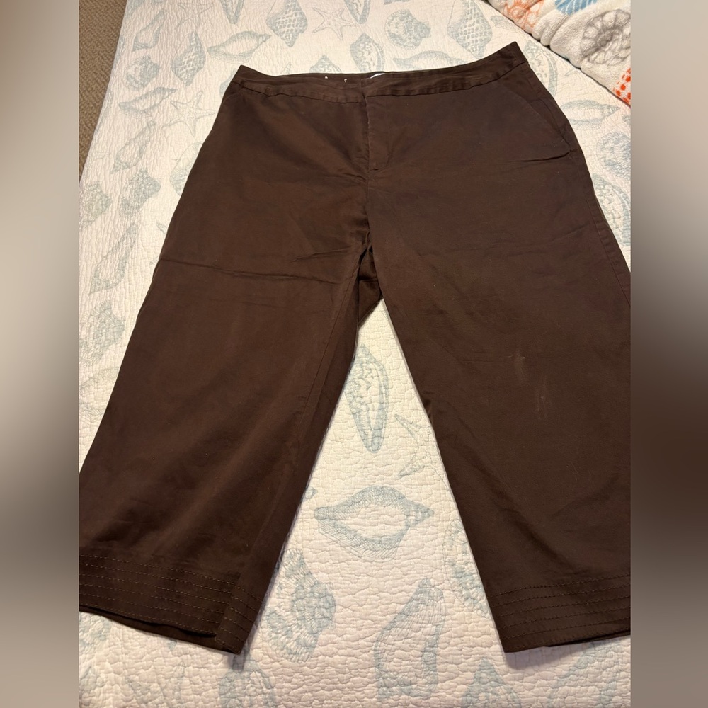Croft and Barrow chocolate brown dress capris. Size 20W.